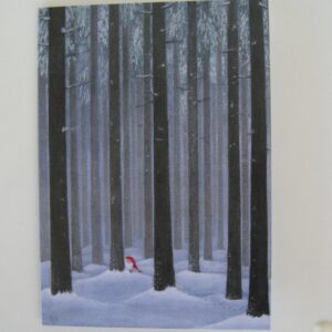 Box of 12 Christmas cards with envelopes "Tomte in Woods"  Swedish text  7" x 5"