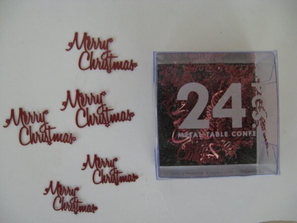 Box of "Merry Christmas" confetti table decoration 24 pieces  Pluto of Sweden