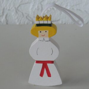Lucia ornament by Larssons Trä of Sweden, painted wood, 3"