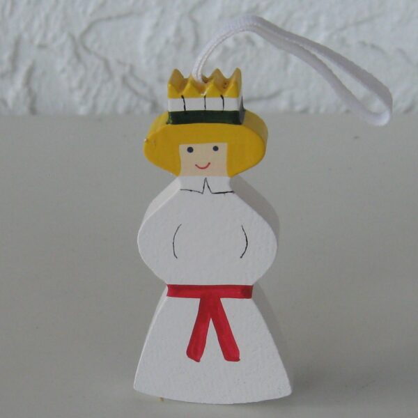 Lucia ornament by Larssons Trä of Sweden, painted wood, 3"