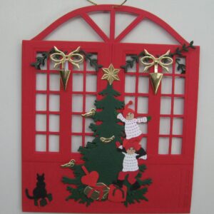 "Decorating the Christmas Tree" papercut mobile, 7" x 5.5"