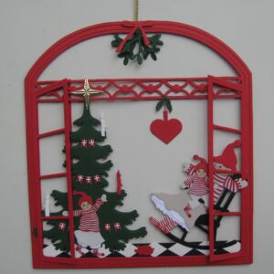 "Nisse in rocking chair" papercut mobile, 8.5" x 6.5"