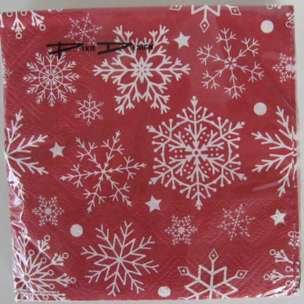 Christmas beverage napkins  "snowflakes" 3 ply 20/pkg  5" x 5"