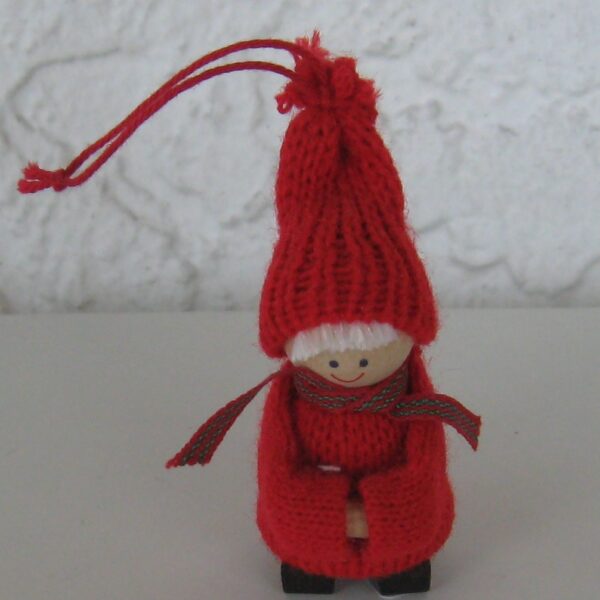 Christmas tree ornament boy in red clothes  3"   Made in Sweden