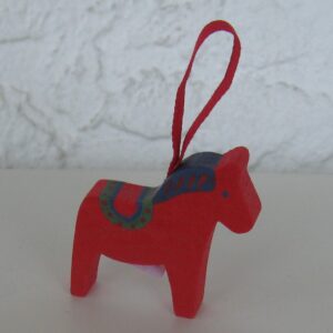 Dala Horse ornament red,   2" wood  Made in Sweden