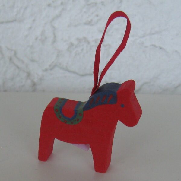 Dala Horse ornament red,   2" wood  Made in Sweden