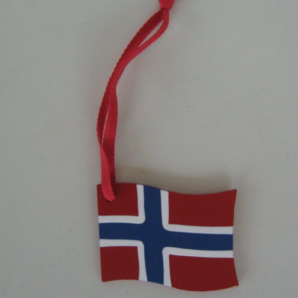 Flag ornament Norway 2.5" wood  Made in Sweden