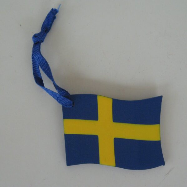 Flag of Sweden ornament wood 3"  Made in Sweden