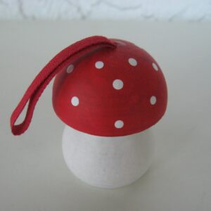 Mushroom (flygsvamp) ornament wood 2" Made in Sweden