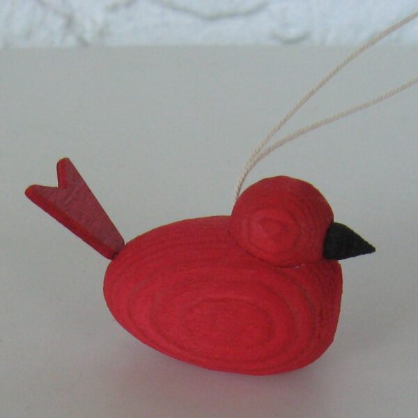Red Bird Christmas ornament  wood  Made in Sweden  2" x 1"