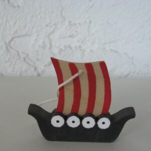 Viking ship ornament 2.5" wood