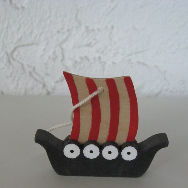 Viking ship ornament 2.5" wood