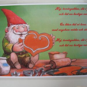 "Tomte song", vinyl Christmas placemat, 18" x 12"
