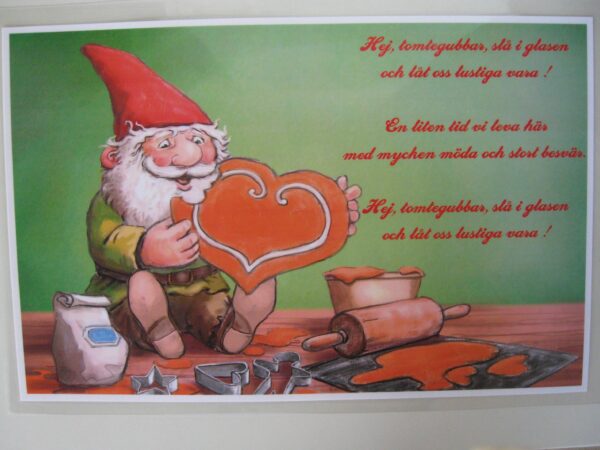 "Tomte song", vinyl Christmas placemat, 18" x 12"