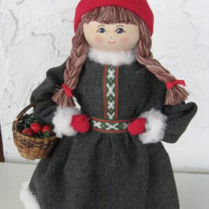 Grey lady tomte with basket  11"  Butticki of Sweden