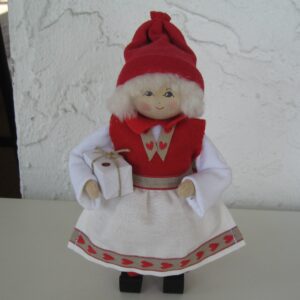 Red and White Lady tomte 8"  Butticki of Sweden