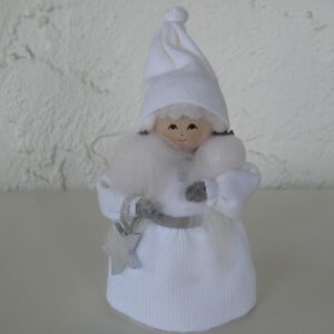 Small white lady tomte with star, 5", Butticki of Sweden