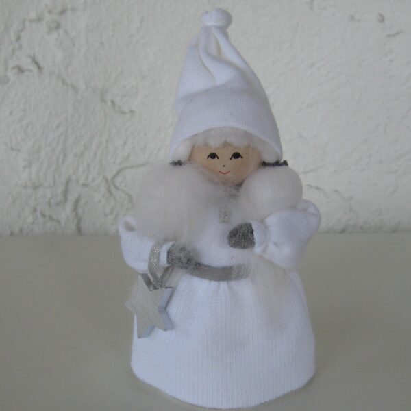 Small white lady tomte with star, 5", Butticki of Sweden