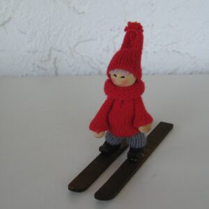 Tomte boy on skis  4 " tall  Made in Sweden