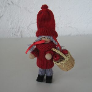 Tomte girl with apple basket, 4" tall, Garnhuset of Sweden