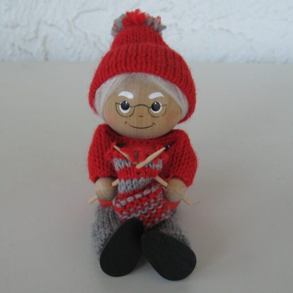 Tomte lady with knitting  3.5" tall   Made in Sweden