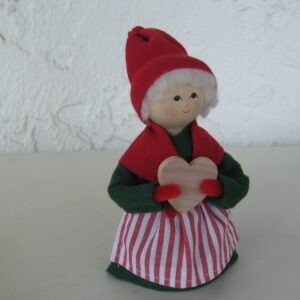 Lady tomte with heart  6" tall Butticki of Sweden