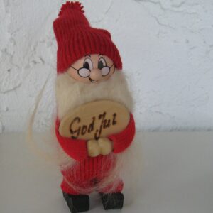 Tomte with "God Jul"  (Merry Christmas) sign  8" tall  Made in Sweden