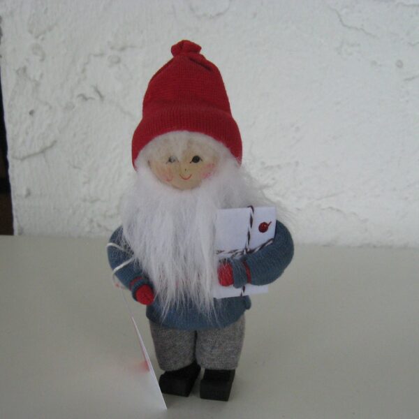Tomte with white envelope 6 " tall  Butticki of Sweden