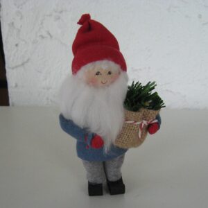 Tomte with a sack of greenery 6 " tall Butticki of Sweden