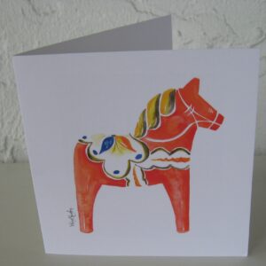 Card with envelope: Dala Horse design by Stina Munters, blank inside