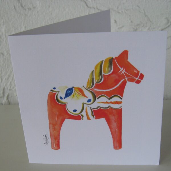 Card with envelope: Dala Horse design by Stina Munters, blank inside