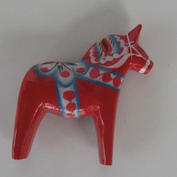 Magnet :Handcarved and Hand Painted Red Dala horse  2 "