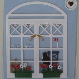 Papercut mobile, "Cat in Window"  6" x 5" ( large) Made in Denmark by Oda Wiedbrecht