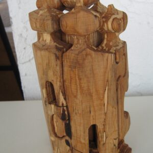 Castle/puzzle by Gunnar Kanevad; world famous Swedish wood sculptor  12" tall  distressed birch