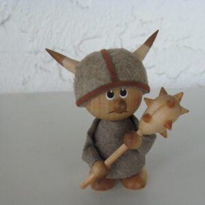 Viking boy  3.5" tall wood/cloth  Made in Sweden