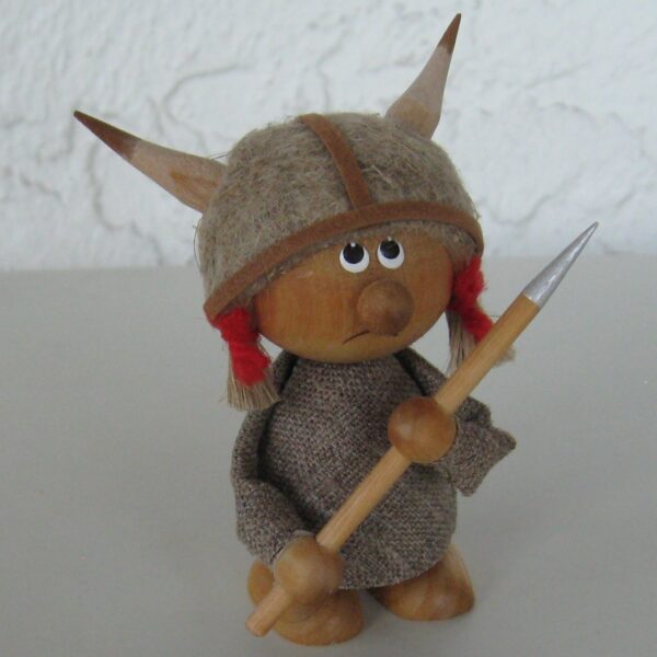 Viking girl  3.5"  wood/cloth  Made in Sweden