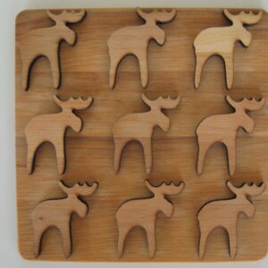 alder trivet with moose design 6.5" x 6'5" Made in Sweden