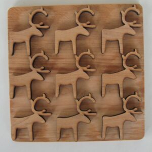 alder trivet with reindeer design 6.5" x 6'5" Made in Sweden