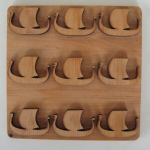 Alder trivet with Viking ship design 6.5" x 6.5" Made in Sweden