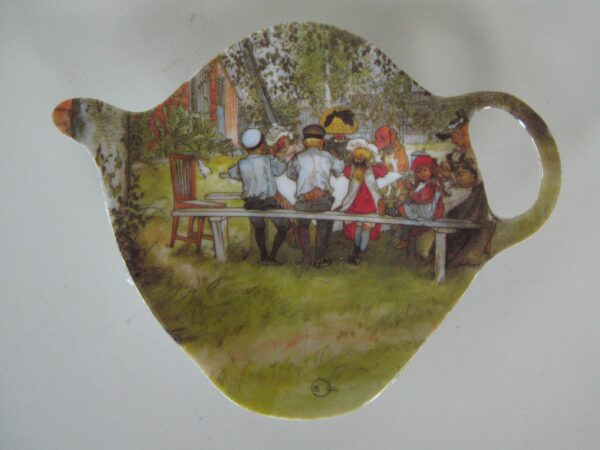 Carl Larsson melamine tea bag holder/spoon rest "Breakfast under the Birches"