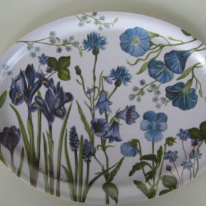 Oval tray with flower design 13" x 10" laminated  Made in Sweden
