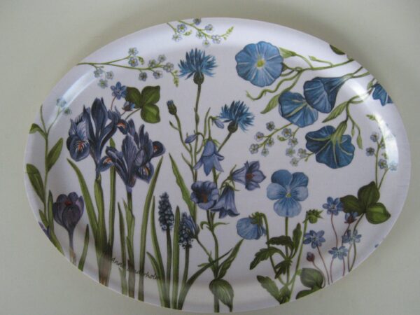 Oval tray with flower design 13" x 10" laminated  Made in Sweden