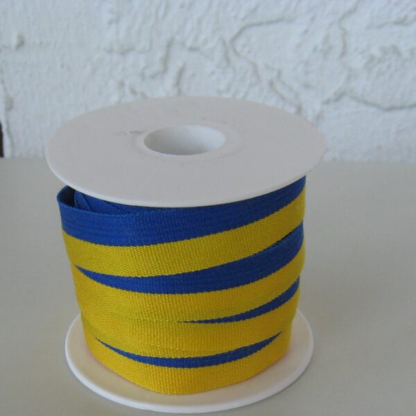 Blue and yellow ribbon sold by yard