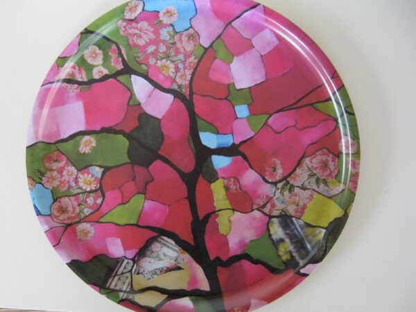 "Tree in Bloom" round tray  14" diameter
