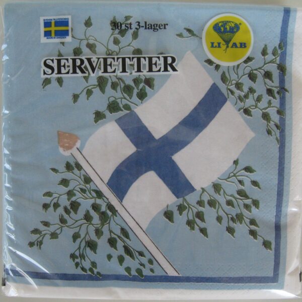 Flag luncheon napkins, Finnish, 3-ply, 30/pkg