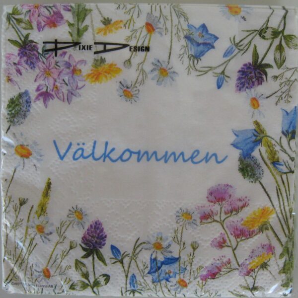 "Swedish "Välkommen" beverage napkins 3 ply 20/ pkg