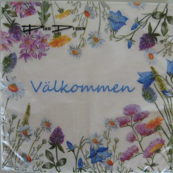 "Swedish "Välkommen" luncheon napkins 3 ply 20/ pkg