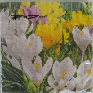 Yellow & White Crocus luncheon napkins 20 in pkg 3 ply