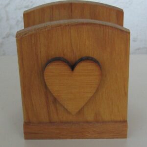Wood heart napkin holder  3" x 3"