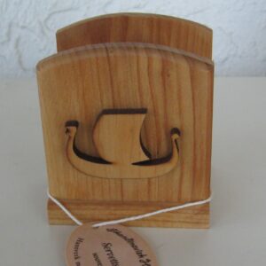 Wood Viking Ship Napkin Holder   3" x 3"
